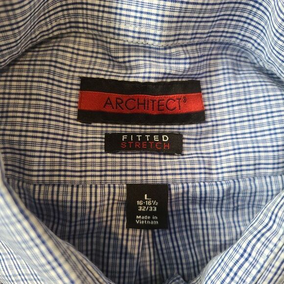 Architect Men's Fitted Stretch Plaid Button Down - Picture 3 of 4